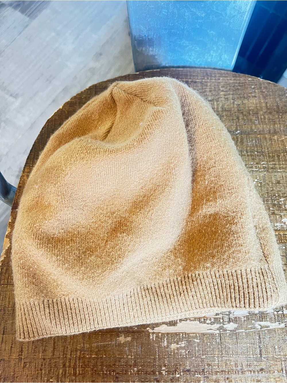 Soft Tan Knit Beanie Hat